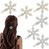 Sparkling Snowflake Rhinestone Hair Clips 6 Pack, Gold and Silver Crystal Hairpins for Women, Bridal Wedding Party Holiday Hair Accessories