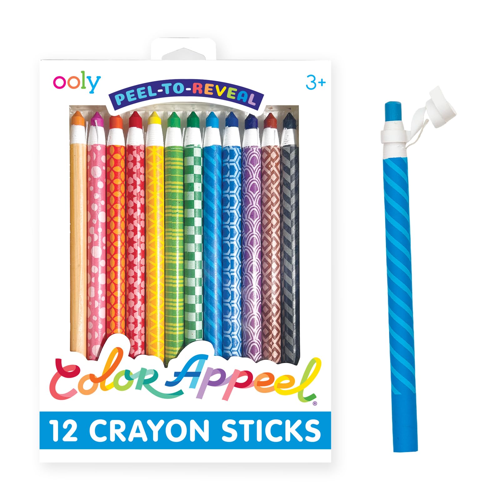 Photo 1 of Ooly Color Appeel Crayon Sticks, Set of 12 Peelable Crayons for Kids, Wax Crayons Wrapped in Paper in 12 Unique Colors for Art Projects, Stationery Kits - Back to School Supplies