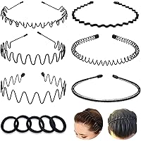 LERNOU Metal Men Headbands Women Hair Bands, Unisex Black Wavy,Spring And Summer Outdoor Sports Headbands, Fashion Simple Ela