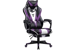 VONESSE Purple Gaming Chair for Adults,Ergonomic Reclining Computer Chair,Big and Tall Gaming Chairs with Footrest and Massage, Gamer Chair for High Back(Purple/Black)
