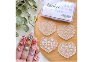 KEOKER Flower Polymer Clay Molds - 4 Pcs Floral Molds for Jewelry Making, Miniature Molds, Earring Molds (Substitute Polymer Clay Cutters) (4PCS)