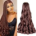 French Curly Braiding Hair,33# 24Inch Loose Wavy 2Packs Bouncy Hair Extensions 75g/Pack French Curl Braiding Hair Synthetic Hair Extensions（2packs,24Inch,33#)