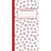 Composition Notebook: Small Dot Grid notebook (Standard Traveler's Notebook Sized Notebook Red Hearts)