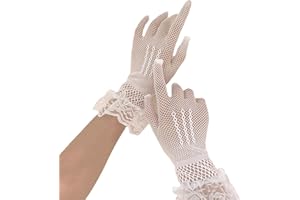 AWOCAN Women's Lace Elegant Short Gloves Courtesy Summer Gloves for Wedding Party and Tea Party Prom Evening Gloves