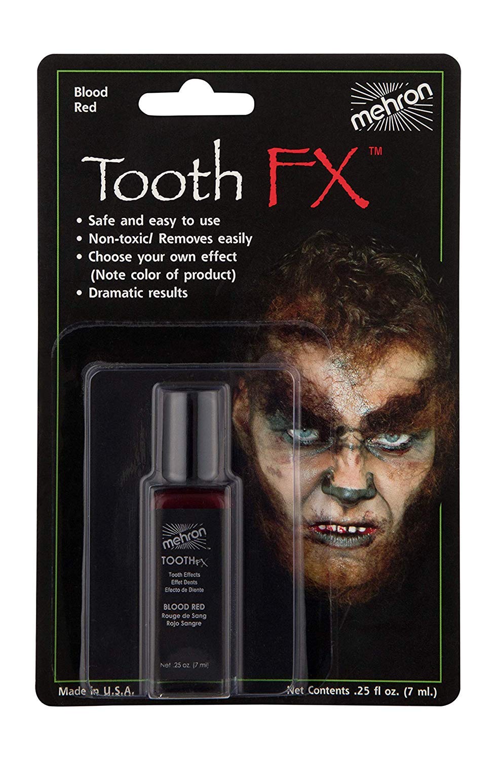 Mehron Makeup Tooth FX Blood Red | Temporary Red Tooth Paint | Perfect for Creating Red Teeth FX, Rotten Teeth Makeup, & Bloody Teeth SFX for Halloween, Cosplay, & Theater .125 oz (4 ml)