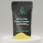 Holistic Bin Organic Pine Pollen Powder Pharmaceutical Grade, Wild Harvested, Golden California Pine Pollen | Non GMO, No Additives | Pure Pollen Supplement Made from The Ghost Pine Tree, 20 g