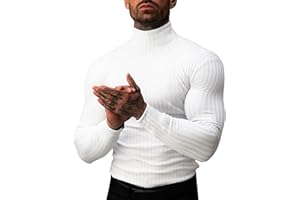 JoZorro Mens Mock Neck T Shirts Pullover High Neck Turtleneck Premium Cotton Long Sleeve Sweaters for Men