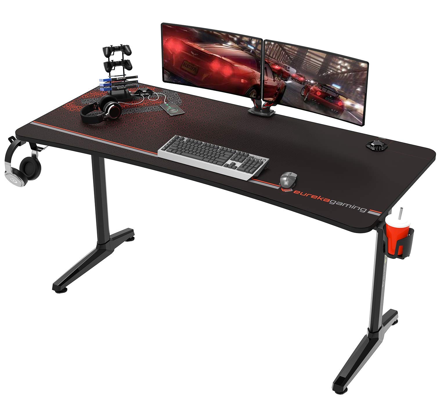 EUREKA ERGONOMIC Gaming Desk 60" Home Office Computer Desk, New Polygon