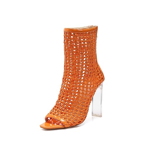 orange booties heels