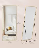 SONGMICS Full Length Mirror 165x60 cm Rectangle with Stand Pale Gold view 5
