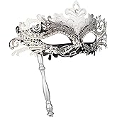 Hoshin Masquerade Mask with Stick, Mardi Gras Deecorations Venetian Masks for Womens