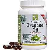 Island Nutrition, Oregano Oil Capsules, Organic Ingredients - Super-Strength, Grown in Spain, 90-ct Liquid-Filled - Organic Oil of Oregano Capsules with Enhanced Delivery