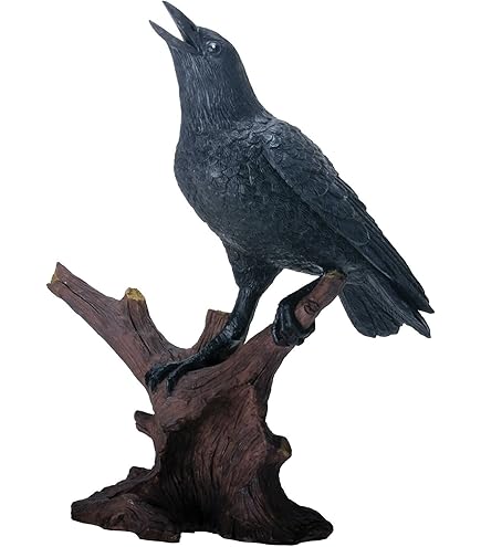 Black Raven Bird Stalking Prey Incense Burner On Skull Mound Statue