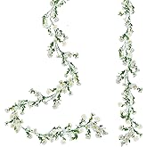 HO2NLE 2 Pack White Flower Garland Artificial Daisy Silk Wildflower Hanging Flowers Fake Floral Vines Garland for Table Decoration Backdrop Wall Home Party Wedding Indoor Outdoor DIY Cemetery Decor