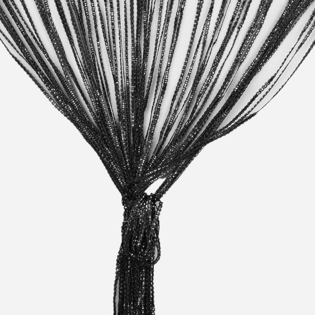 String Curtain Panel, Glitter Door Wall Window Doorways Panel Fly Screen Fringe Room Divider Blinds, Decorative Tassel Ribbon Strip Silver Screen for Living room, Bedroom, Party Events (Black) — image 1