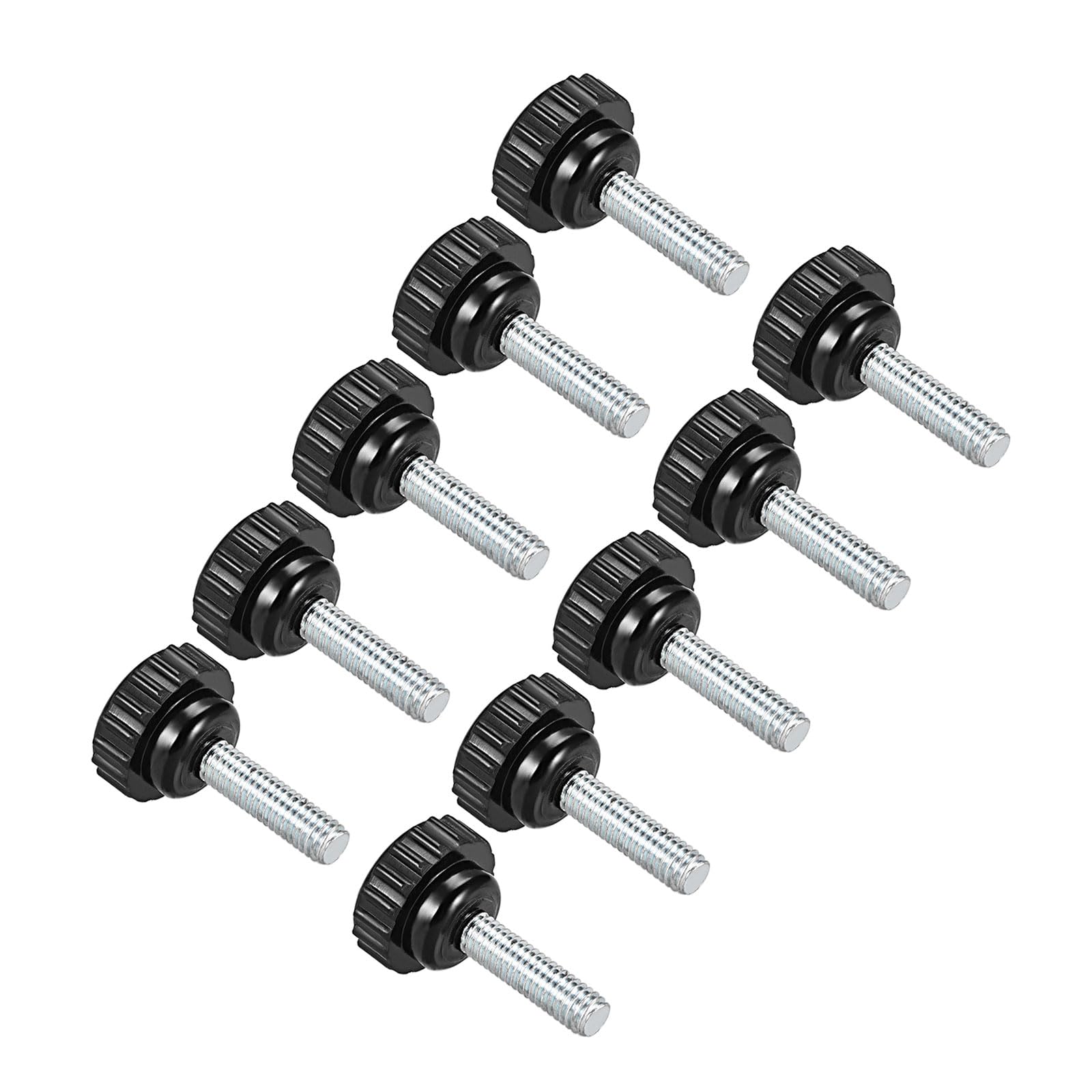 CoCud Knurled Clamping Knobs, M6 x 20mm Male Thread 21mm Head, Thermoset Plastic Thumb Screw Grip Bolt Knobs Black - (Applications: for Lathe Machinery), 10-Pieces