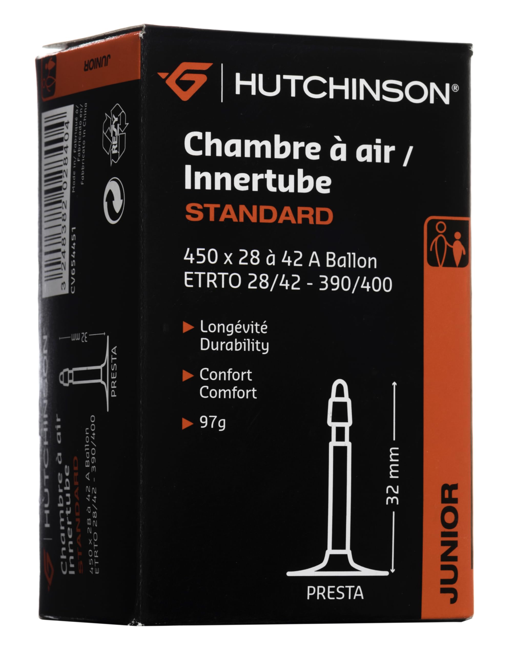 HUTCHINSON Standard Bicycle inner tube Black 450 x 28/42A franz.-Ventil 32 mm