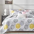 UOZZI BEDDING 2 Piece Reversible Kids Quilt Set Twin Size 68x86 Soft Microfiber Lightweight Coverlet Bedspread Summer Comforter Set Bed Cover for All Season Pink Yellow Teal Colorful Dots with sham
