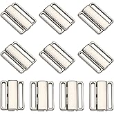CHGCRAFT 10 Sets 3/4 Inch Metal Bra Strap Hooks Bathing Suit Replacement Clasp Bikini Halter Swimsuit Adjustment Slides for DIY Craft Bra Swimsuit, Platinum, 16.5x23.5x3.5mm