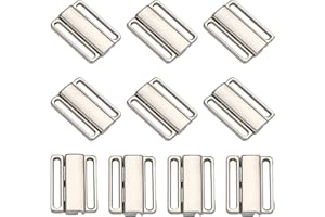 CHGCRAFT 10 Sets 3/4 Inch Metal Bra Strap Hooks Bathing Suit Replacement Clasp Bikini Halter Swimsuit Adjustment Slides for DIY Craft Bra Swimsuit, Platinum, 16.5x23.5x3.5mm