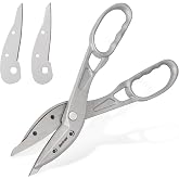 HURRICANE 12 Inch Aluminum Tin Snips, Straight Cut Metal Shears for Sheet Metal &amp; Vinyl Siding with Replaceable Blades, Lightweight Tin Snips with Large Handles for HVAC DIY