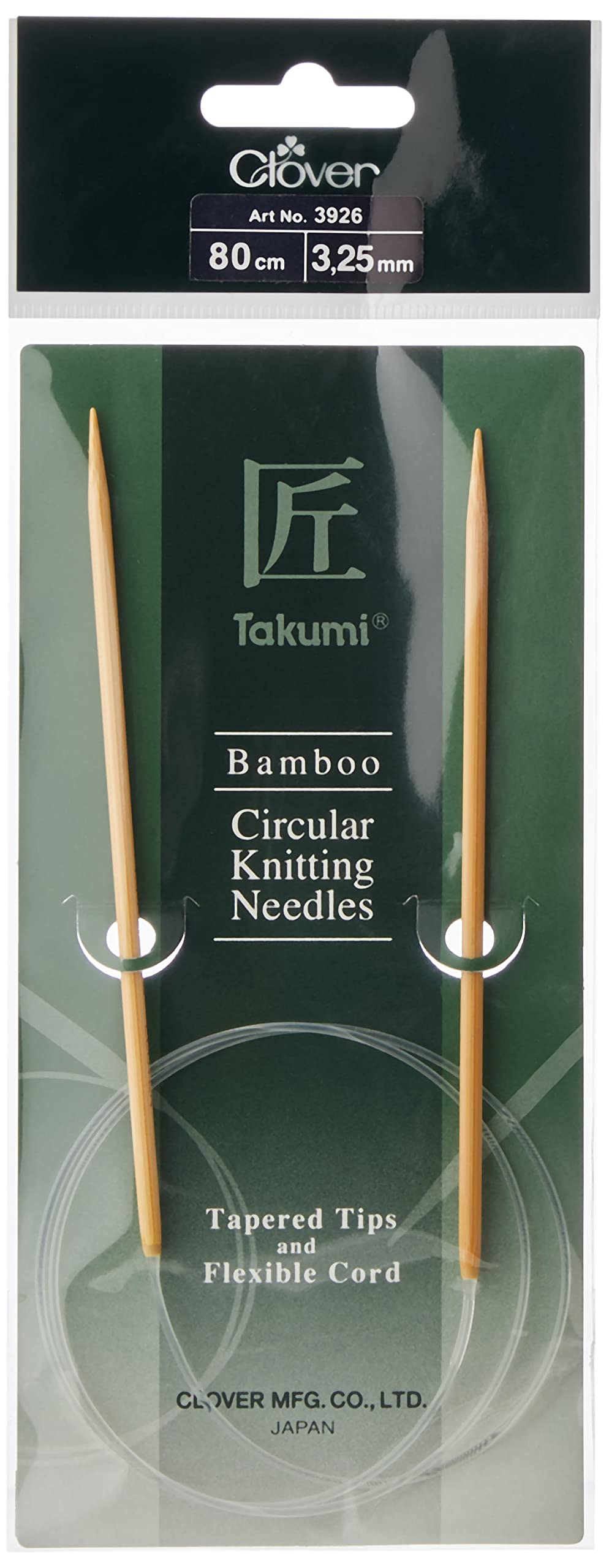 Clover Takumi Bamboo: Knitting Pins: Circular: 80cm x 3.25mm, Wood, 80x0.33x0.33 cm
