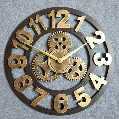 Amazon Co Jp 歯車式壁時計 サイレントバッテリー駆動のアラビア語ローマ数字のデジタル時計 45 45 Cm 18 18 Inches Gold A Type ホーム キッチン