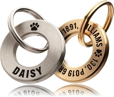 UKR Designs Solid Brass or Stainless Steel Dog ID Tag 3mm Deep Engraving