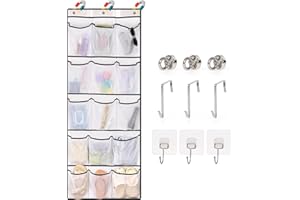 OLPCHEE Over The Door Cruise Ship Organizer - Cruise Ship Magnetic Door Organizer with 15 Size-Graded Pockets, Hanging Magnetic Cruise Storage Shoe Rack for Cabin, 2025 Cruise Essential, 9 Hooks(White)