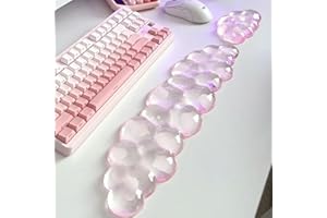 Aszqvd Mouse Pad with Wrist Rest, Soft Cloud Gel Keyboard Mouse Pad Set with Hand Wrist Support, Cute Non Slip Office Desk Accessories for Comfort/Pain Relief/PC Gaming/Computer/Laptop, (Pink Cloud)