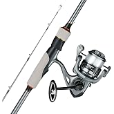 VEVOR Rod and Fishing Reel Combo, IM6 Fiberglass &amp; Carbon Fiber Spinning Rod and Reel Combo, Bass Fishing Pole with 6.5 ft Two-Piece Rods, 6+1 Ball Bearings, Stainless Steel Guides with Ceramic Rings