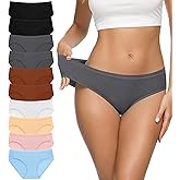 Eiggam Women's Cotton Bikini Panties,High-Cut Full Coverage Stretch Cool Underwear for Women