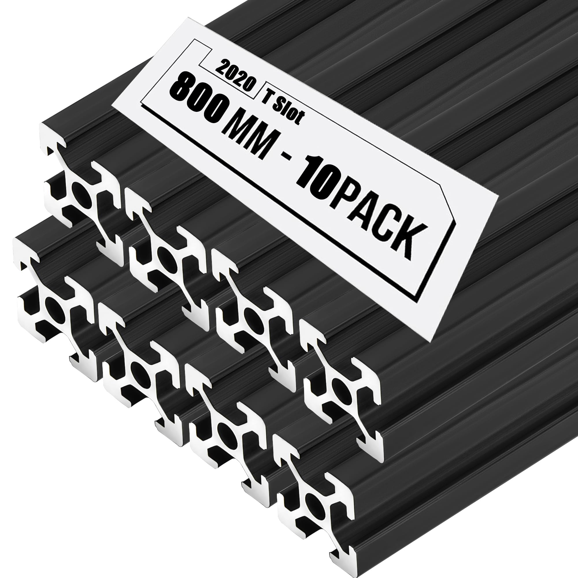 Photo 1 of 10PCS 31.5inch 2020 Aluminum Extrusion,T Slot Extruded Aluminum Rail, European Standard Anodized Black Linear Rail, for 3D Printer Laser Engraving Machine CNC Workbench DIY (800MM, 10)