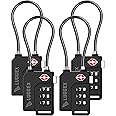 LUGGEX Luggage Lock, TSA Locks for Luggage, Suitcases Locks TSA Approved, Ease of Use & Durable, Gift Box(Black,4 Pack)