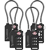 LUGGEX Luggage Lock, TSA Locks for Luggage, Suitcases Locks TSA Approved, Ease of Use & Durable, Gift Box(Black,4 Pack)