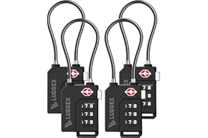 LUGGEX TSA Locks for Luggage, Suitcase Locks TSA Approved, Luggage Locks, Ease of Use & Durable(Black,4 Pack)