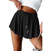 Essrite Womens Casual Tennis Skirt with Drawstring Lined High Waisted Athletic Mini Skorts Skirts for Workout