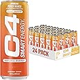 C4 Smart Energy Drink - Sugar Free Performance Fuel & Nootropic Brain Booster, Coffee Substitute or Alternative | Peach Mango Nectar 12 Oz - 24 Pack