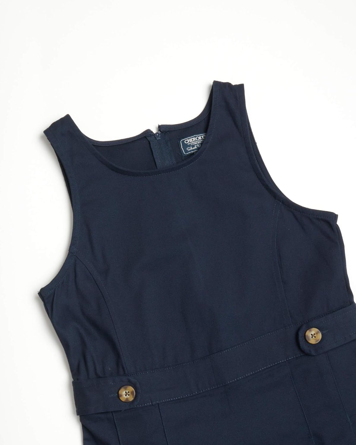 CHEROKEE Girls’ School Uniform - Cotton Twill Jumper Dress with Pleated Bottom: Clothing