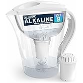 Invigorated Water Filter Pitcher with 1 Alkaline Filter – BPA-Free High pH Purifier, 14-Cup Capacity with SmartLight Filter Change Indicator, (96 Gallon) Long Filter Life