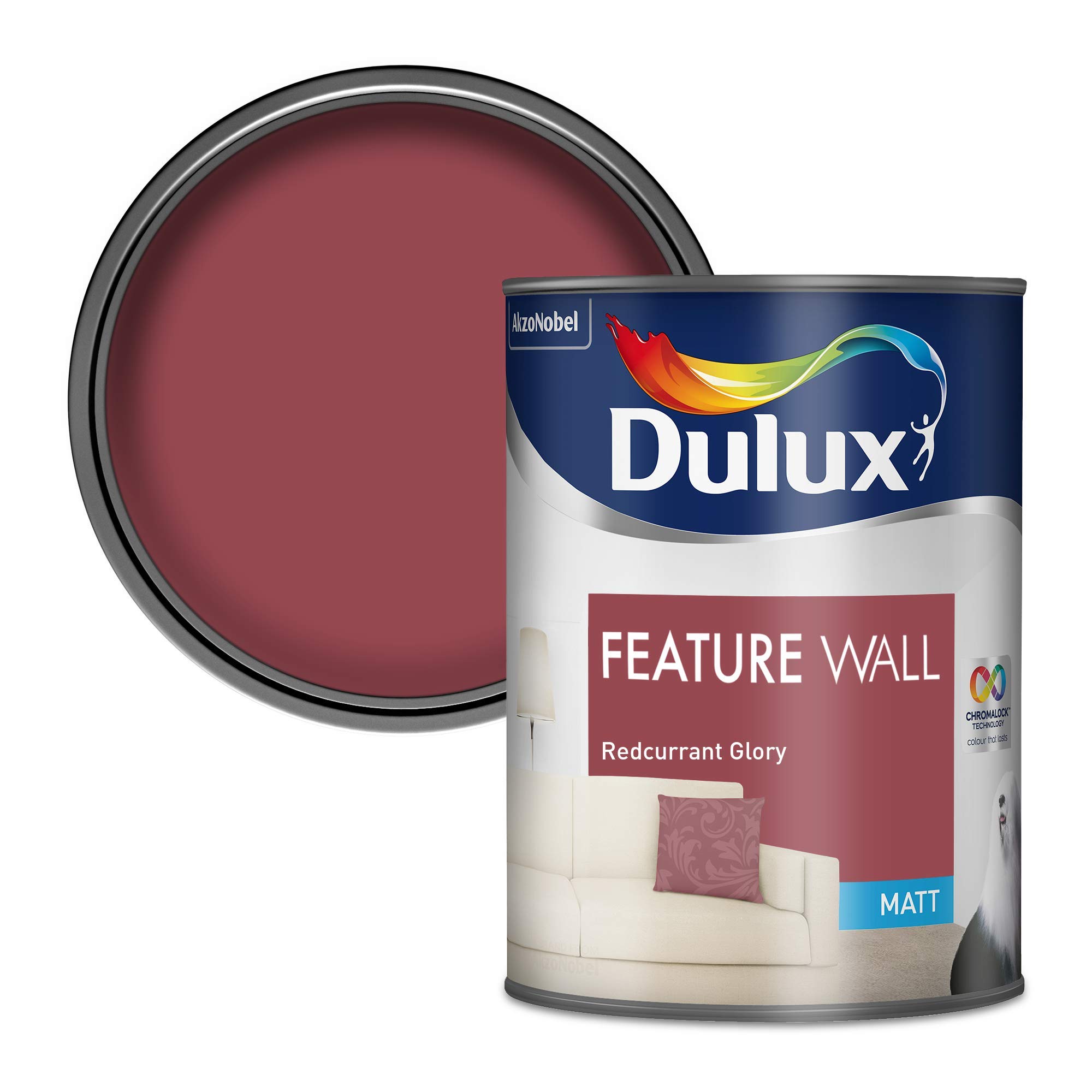 Dulux Feature Wall Matt Emulsion Paint - Redcurrant Glory - 1.25L
