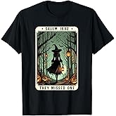 Salem 1692 Halloween Witch They Missed One Tarot Card Women T-Shirt