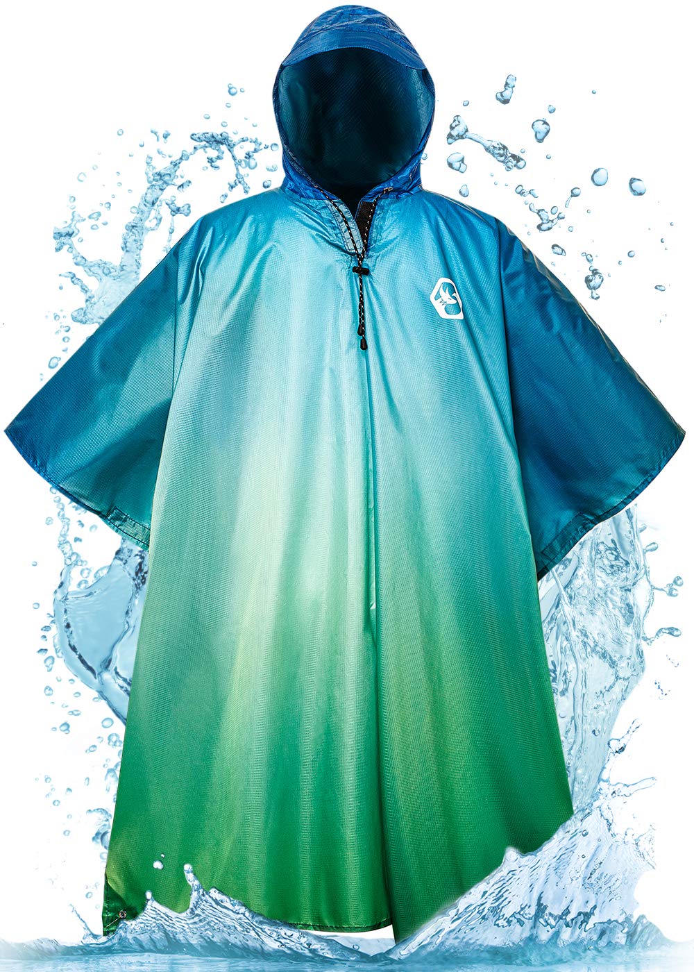 Foxelli Hooded Rain Poncho – Waterproof Emergency Military Raincoat for Adult Men & Women – Lightweight, Multi-Use, Reusable Rain Gear for Camping, Fishing & Sports Events