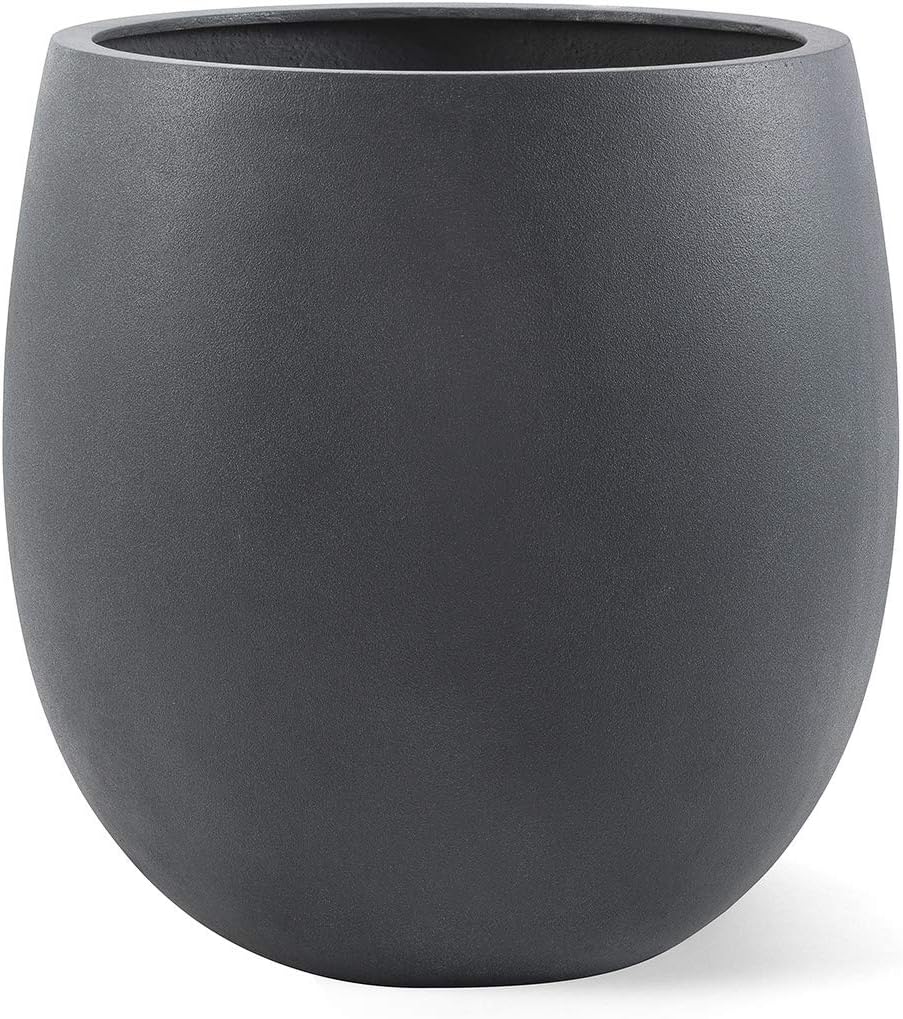 Planter"Luca No. 4 Lite Balloon" Dark Grey Round Fibreglass *5 Year Guarantee* - 30x30x30cm - F244