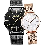 OLEVS Couples Watches for Men and Women Ultra Thin Quartz AnalogWrist Watches Casual Stainless Steel His and Hers