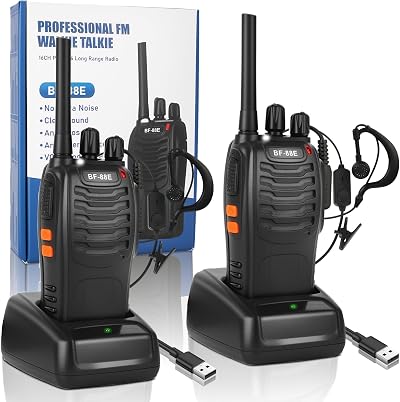 SINZUX 2Pcs Walkie Talkies Long Range 16CH VOX LED Light Rechargeable