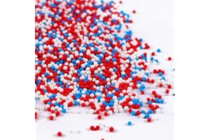 MILOVIN Edible Patriotic Nonpareils Sprinkles for Cake Decorating, Red White and Blue Sprinkles, 4th of July Sprinkles for Cupcakes, Cookies, Chocolate, Candy, and Ice Cream Topping(120g/4.23oz)