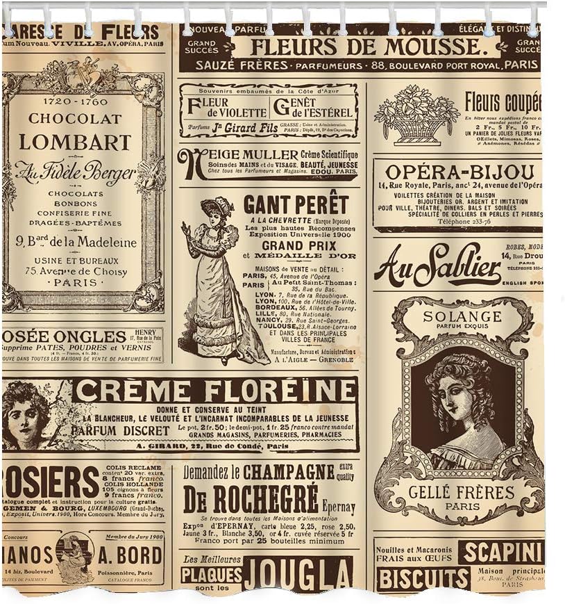 Amazon Com Moslion Paris Bathroom Shower Curtain Set Vintage