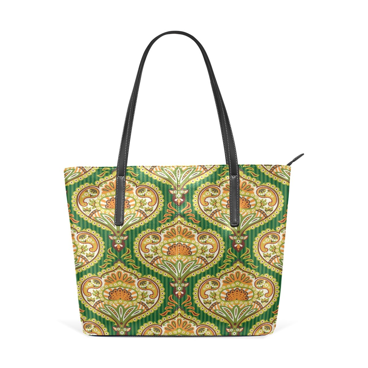 Womens Leather Top Handle Shoulder Handbag Flower Pattern Large Work Tote Bag