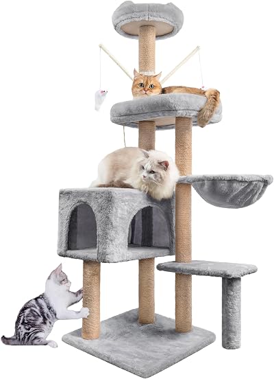 HOMIDEC Cat Tree 145cm Multi-Level Scratching Post Sisal Rope Climbing Tower